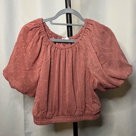 By The River Blush Pink Puff Sleeve Blouse Large - Picture 10 of 10